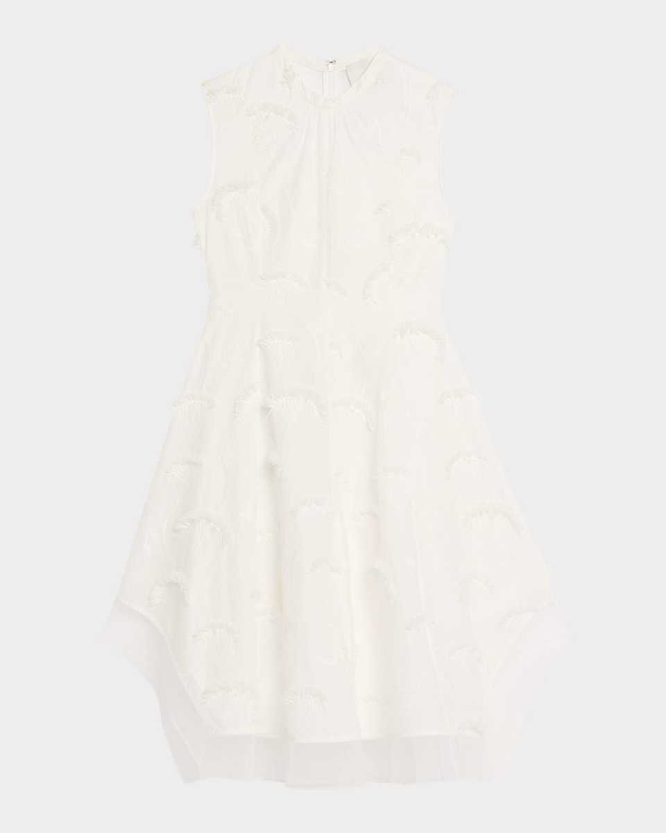 Embroidered Organza Sleeveless Midi Dress